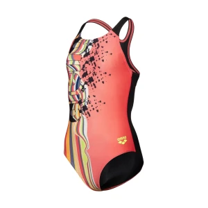 Купальник закритий для дівчат Arena PALETTE SWIMSUIT SWIM PRO BACK кораловий, чорний 007918-350 (Оригінал)