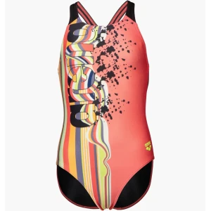 Купальник закритий для дівчат Arena PALETTE SWIMSUIT SWIM PRO BACK кораловий, чорний 007918-350 (Оригінал)