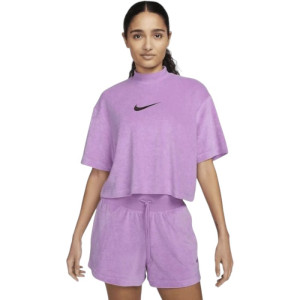 Женская Футболка Nike Women Sportwear Mock Short-Sleeve Tee Terry Medium Support FJ4894-532 (Оригинал)