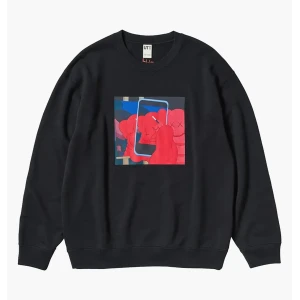 Чоловічий Світшот KAWS x Uniqlo Warhol Graphic 476119 Sweatshirt (Black Phone red kaws) E476119-000 (Оригінал)