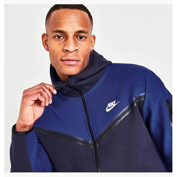 Толстовка Nike Sportswear Tech Fleece Taped Full-Zip Hoodie Blue DV0537-455 (Оригинал) - фото №4