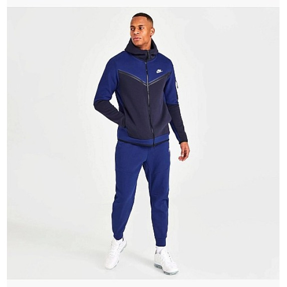 Толстовка Nike Sportswear Tech Fleece Taped Full-Zip Hoodie Blue DV0537-455 (Оригинал) - фото №5