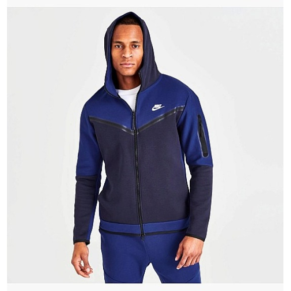 Толстовка Nike Sportswear Tech Fleece Taped Full-Zip Hoodie Blue DV0537-455 (Оригинал) - фото №2